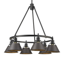 Golden 3306-6 BLK-RBZ - Yep by Golden Lighting Orwell 6-light Chandelier in Matte Black and Rubbed Bronze shade